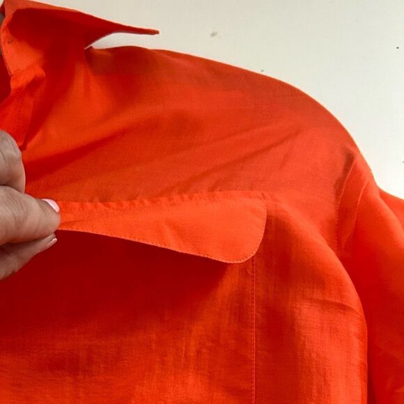 Ralph Lauren Black Label 100% Mulberry Silk Orange Button Up Top Size 2 525.00 - Picture 5 of 13